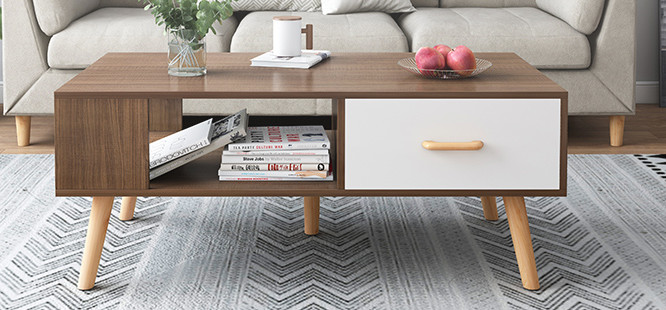 15kg Rectangular Storage Coffee Table , 0.8m Length Coffee Console Table