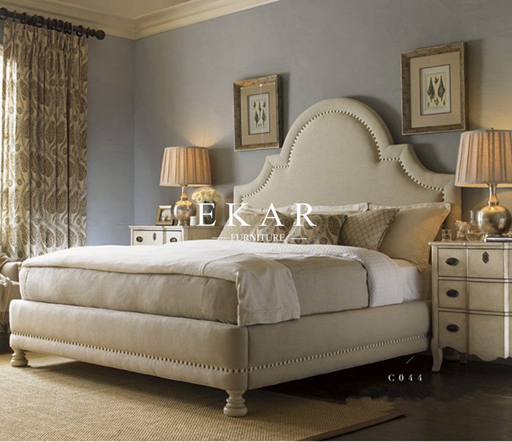 Simple Design Solid Wood Upholstery Headboard Wooden Bed