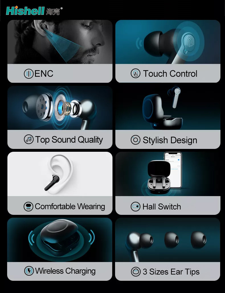 Hifi TWS Noise Cancelling Earbuds Water Resistant Bluetooth Wireless Earbuds