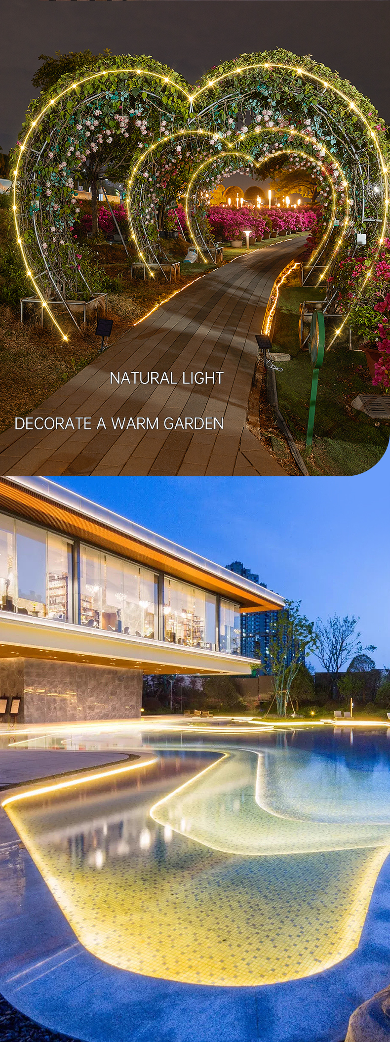 SMD 5050 LED Solar Strip Light , IP67 Flexible Decorative Rope Lights 3500K