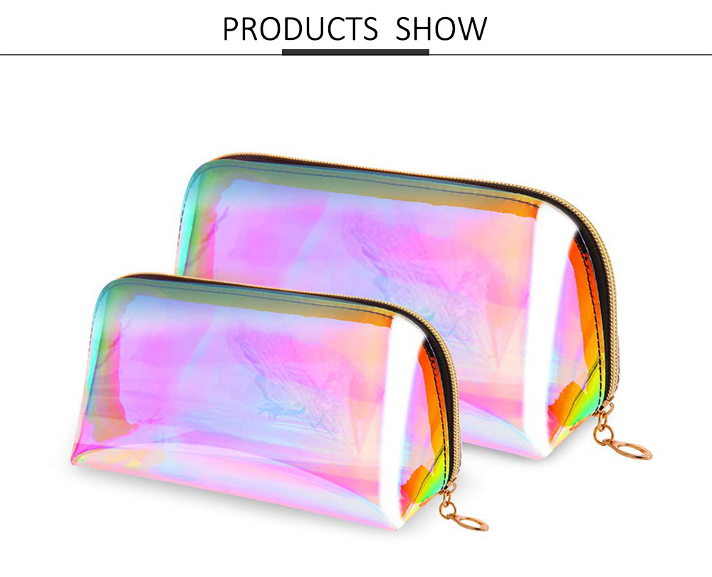 Girls Waterproof Portable Toiletry Bag With Gold Zipper