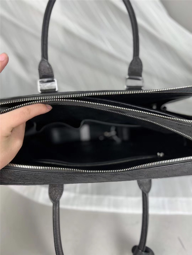 Authentic Ostrich Skin Businessmen Working Travel Purse Laptop Briefcase Genuine Leather Male Large Top-handle Handbag