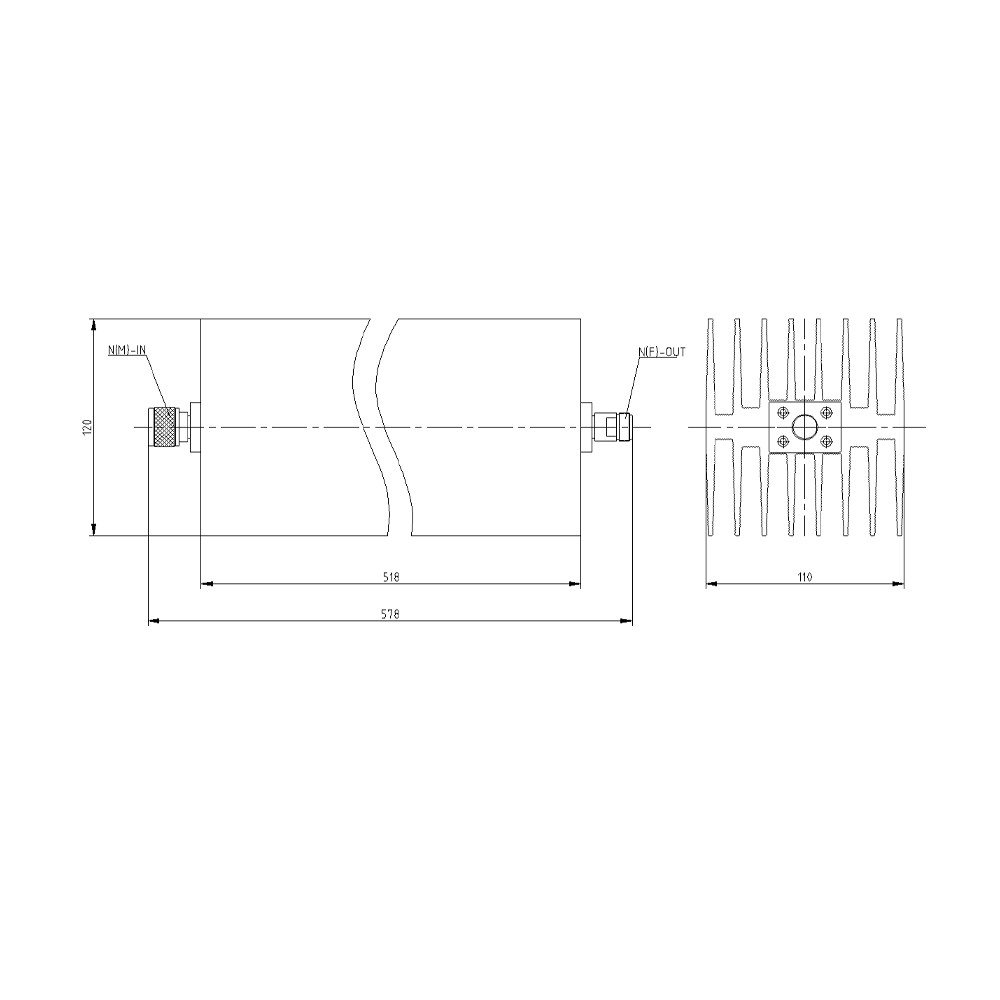 Coaxial Fixed RF Attenuator 400 W DC-18 GHz Connector N