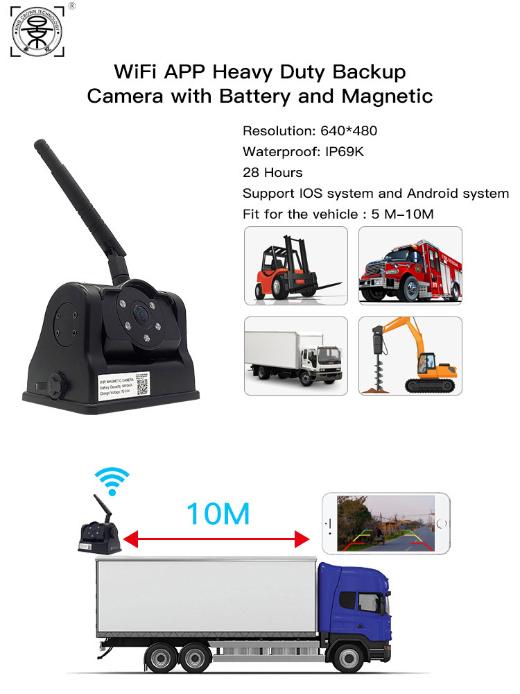 Phone App Wifi Car Cameras Infrared Night Version IP67 140 Degree View High Capacity Battery