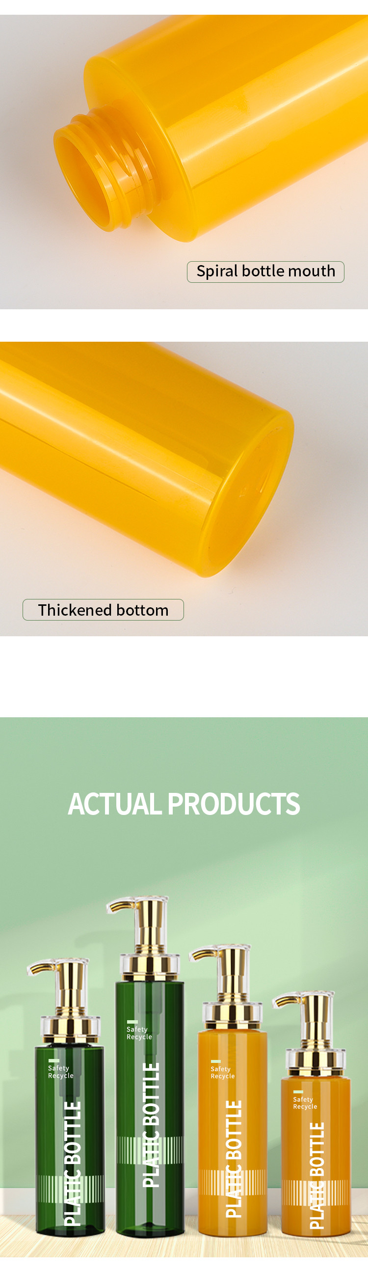 Custom Plastic Pet Body Lotion Bottle Shampoo Shower Gel container With Gold Pump 350ml
