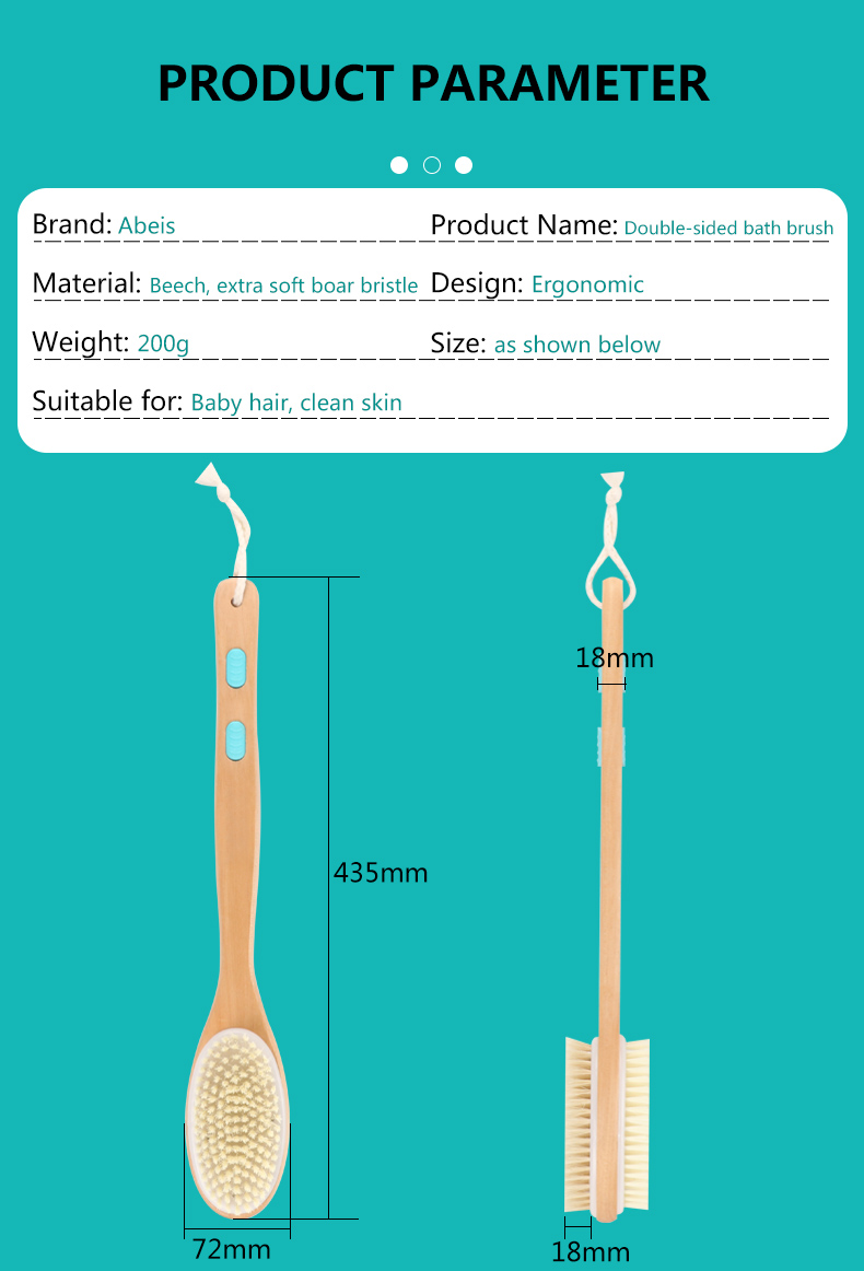 Double Sized Dry Brush Long Handle Bath Body Back Exfoliate Shower Brush