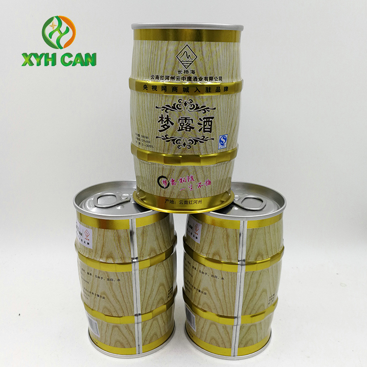Alcohol Tin Cans Round shape Offset Printing Embossing Tin Boxes for Alcohol Beer