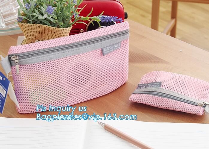 promotional zipper bag mesh file bags organizer, eco-friendly PVC A4 mesh material case file document bag, Nylon mesh do
