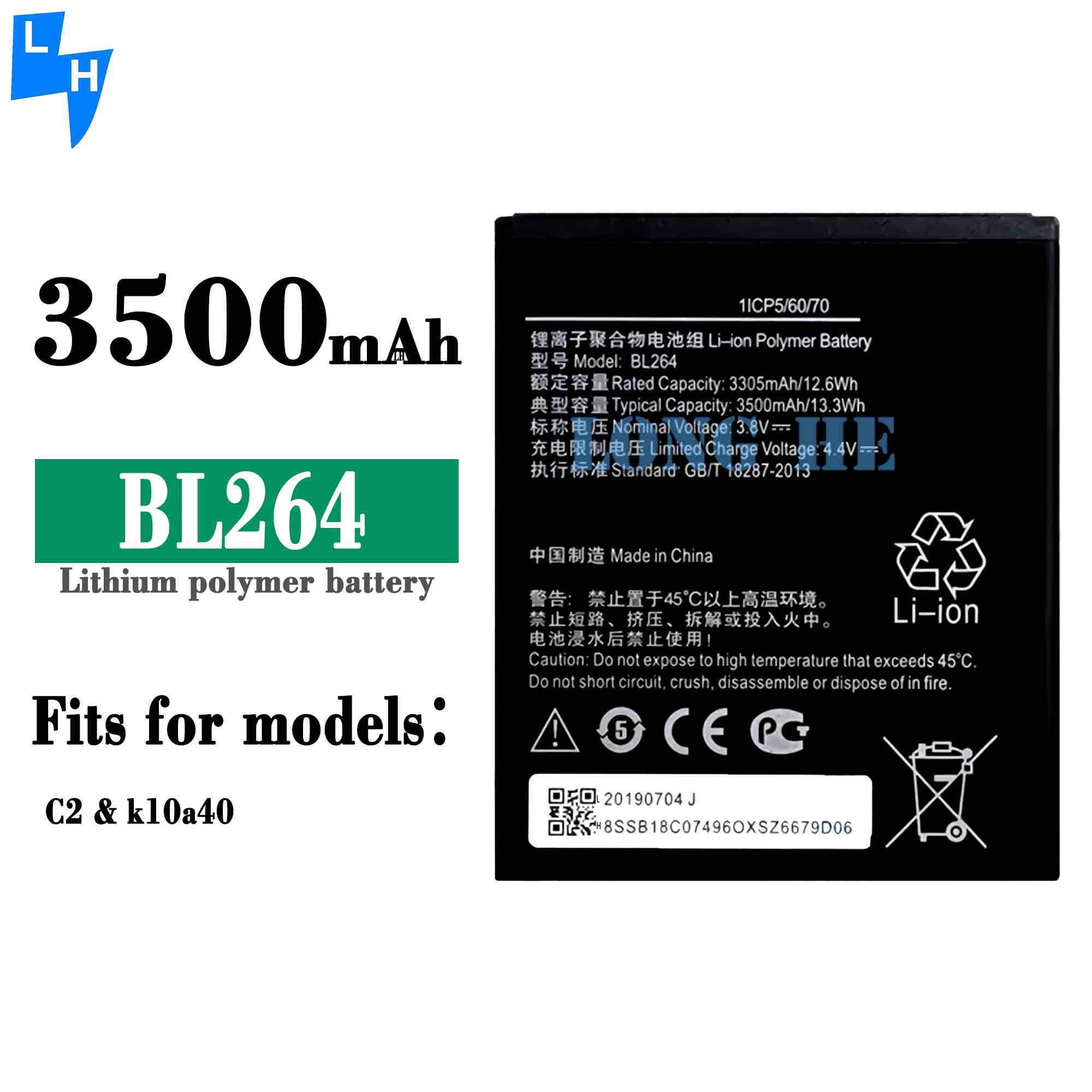 3500mAh BL264 Battery Replacement For Lenovo Vibe C2 Power Smart Phone Batteries