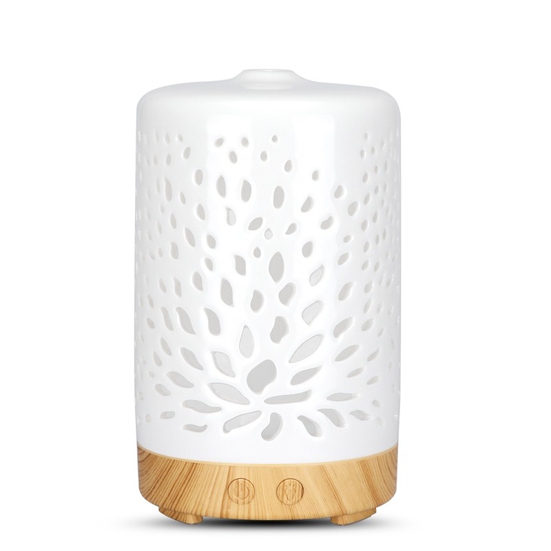 Flower Type Hollow Craft Ceramic Ultrasonic Essential Oil Diffuser