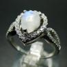 Buy cheap Rainbow Moonstone Engagement CZ Rings 925 Sterling Silver from wholesalers