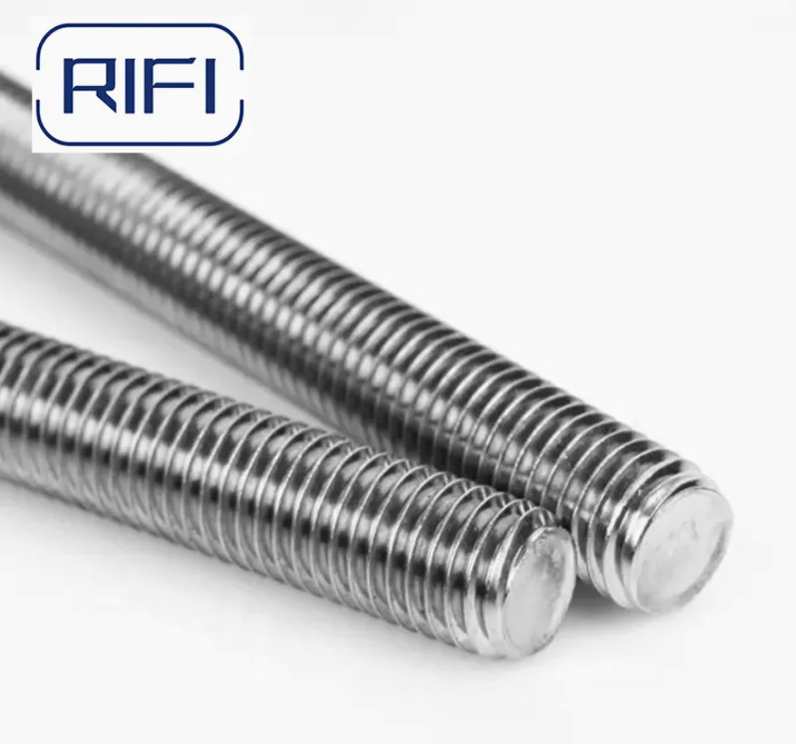 Rifi Custom Length DIN 976 Stud Bolts A2/A4 Finish Metric Threaded Steel Rod With Black Zinc Finish