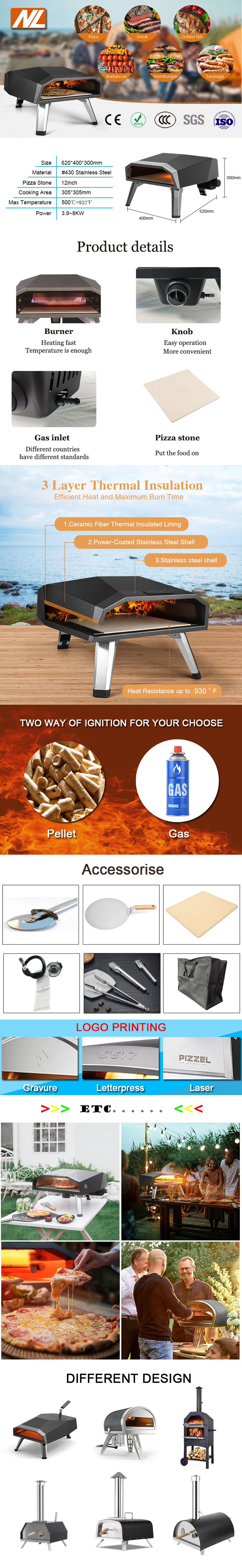 Customized Logo Acceptable Garden Kitchen Muti-Fuction Portable Forno Per Pizza Oven
