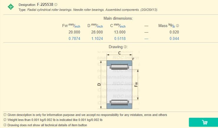 INA Radial cylindrical roller bearings. Needle roller bearings ， F-225538