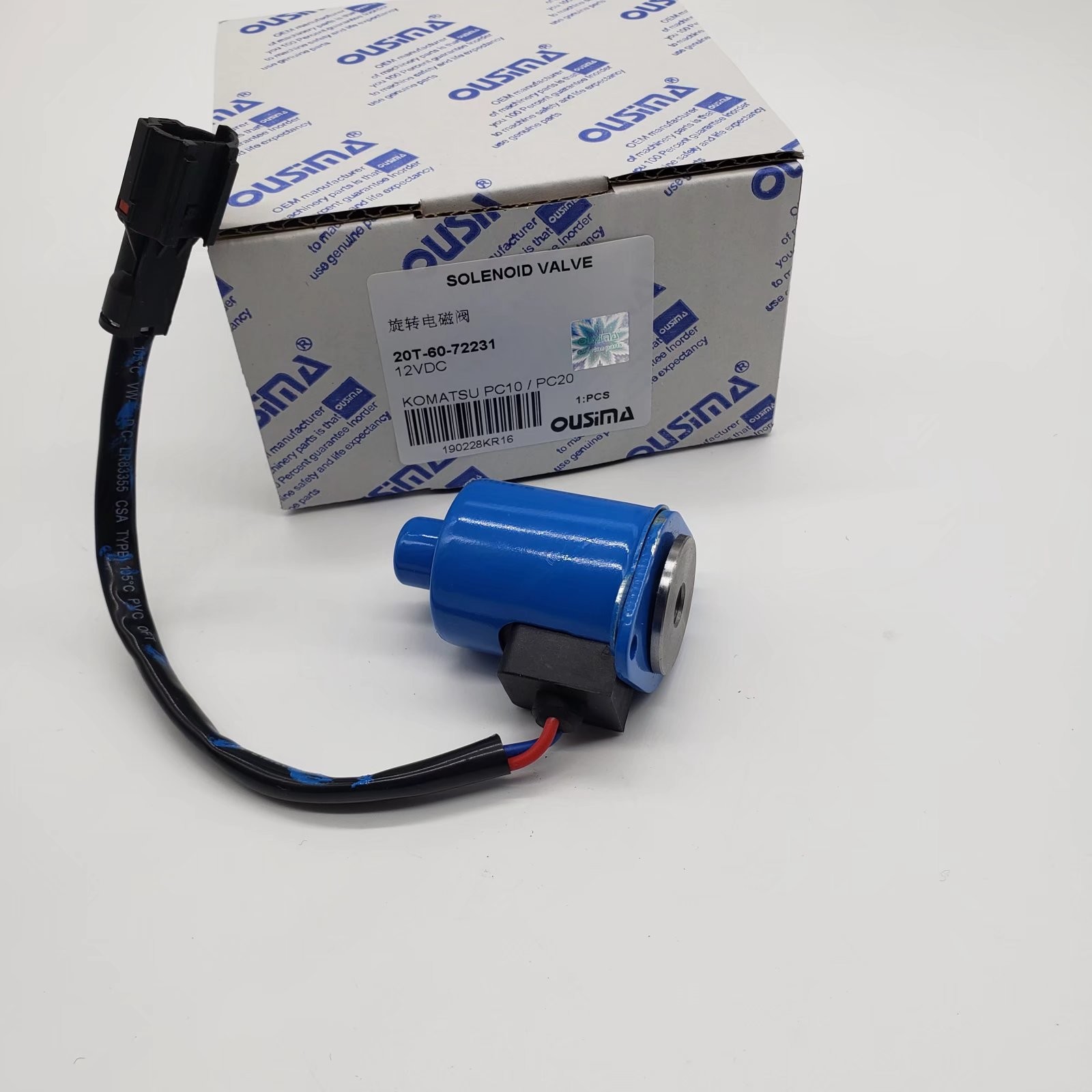 20T-60-72230 12V Excavator Solenoid Valve For Komatsu PC28UG-2 PC50UU-2 PC50UD-2 PC38UU-2 PC28UU-2 PC28UD-2