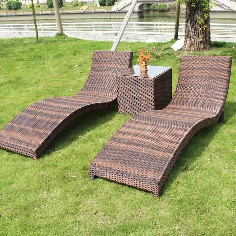 Bistro Relaxation Beach Sun Lounger Brown Portable Beach Lounge Chair