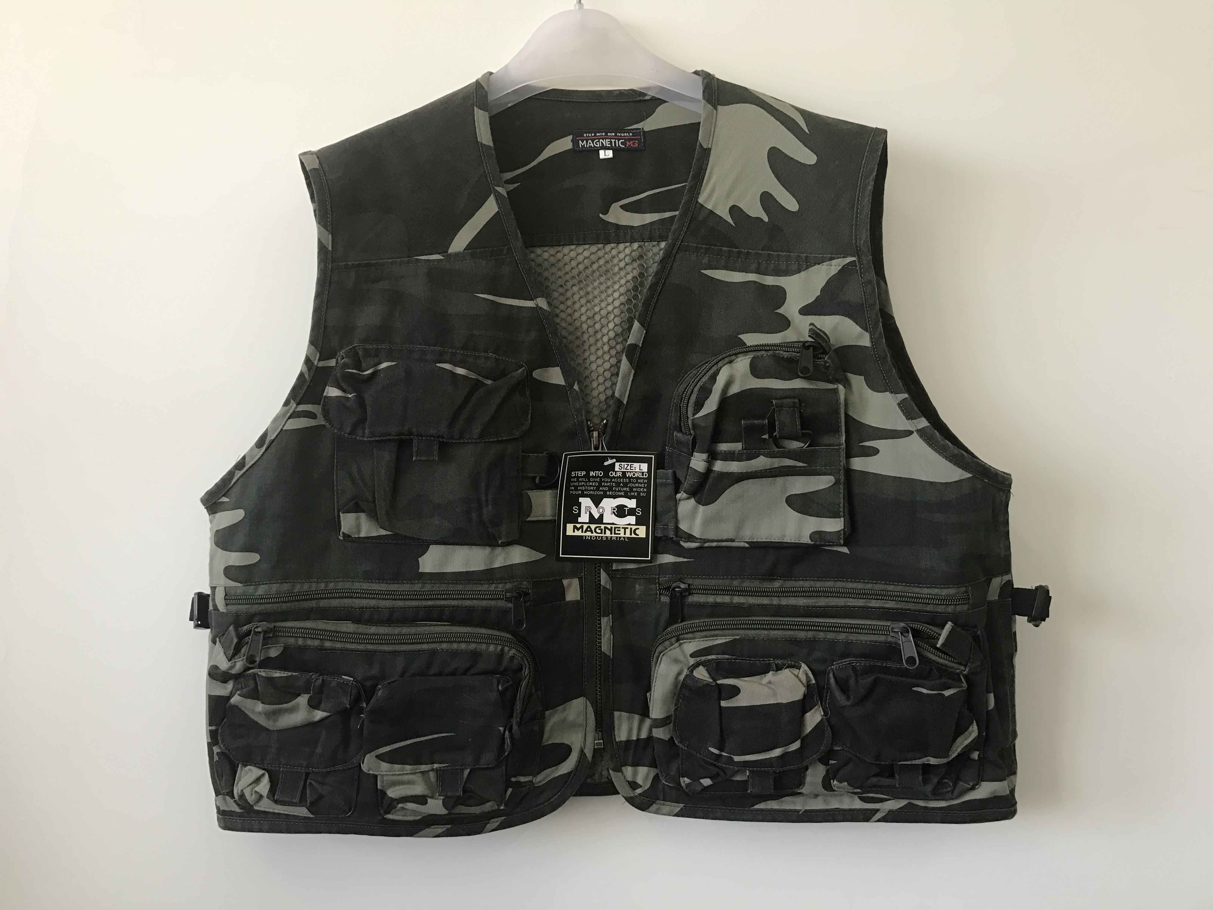 Mens vest, camo vest, waistcoat 036 in T/C 65/35 fabric, camouflage, S-3XL