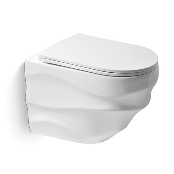 White Ceramic Sanitary Ware One Piece Toilet Wall Hung Back To Wall Rimless