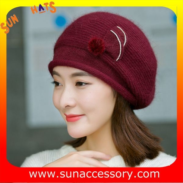 QF17002 Sun Accessory customized fashion knitted beanie hats for ladies ,Hats in stock MOQ only 3 pcs