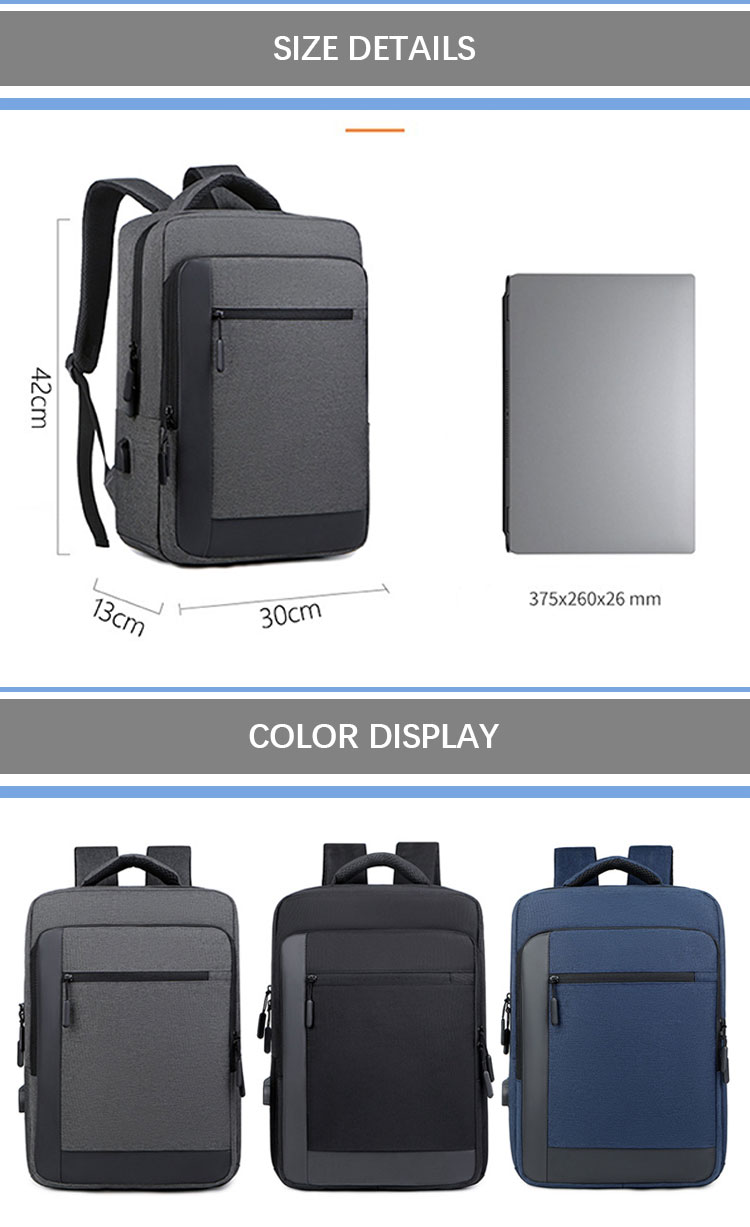 OEM ODM Portable 15.6 Inch Laptop Backpack Oxford smart work rucksack with USB