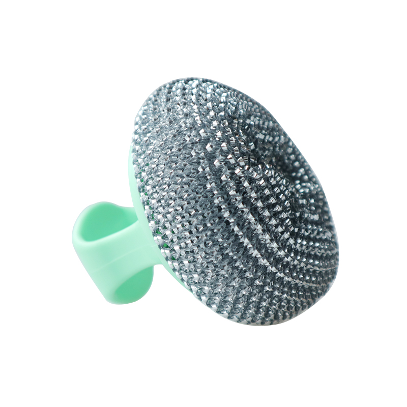 Custom Kitchen Cleaning Scourer PET Handle Stainless Steel Scrubber