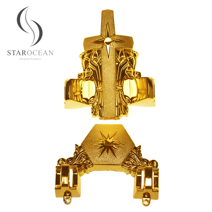 24K Gold Custom Coffin Corners, Star Pattern Design Coffin Decoration Set 12# G
