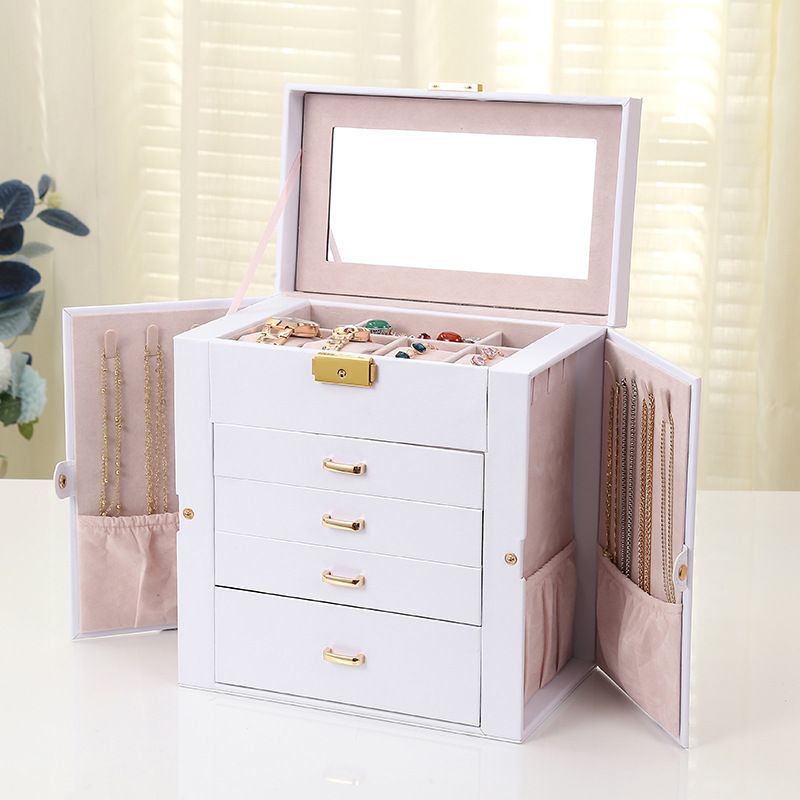 Fashion Solid Luxury Portable PU Leather PVC Cardboard Jewelry Jewellery Set Gift Packaging Packing Travel Holder Organizer Mini Box for Women Girls