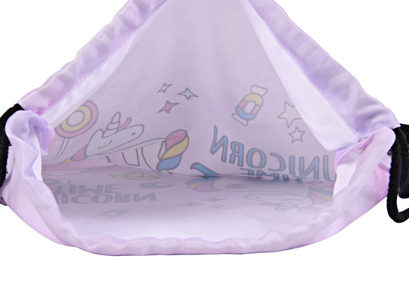 Transfer Print Polyester Drawstring Bag Backpack Unicorn Printed For Kids