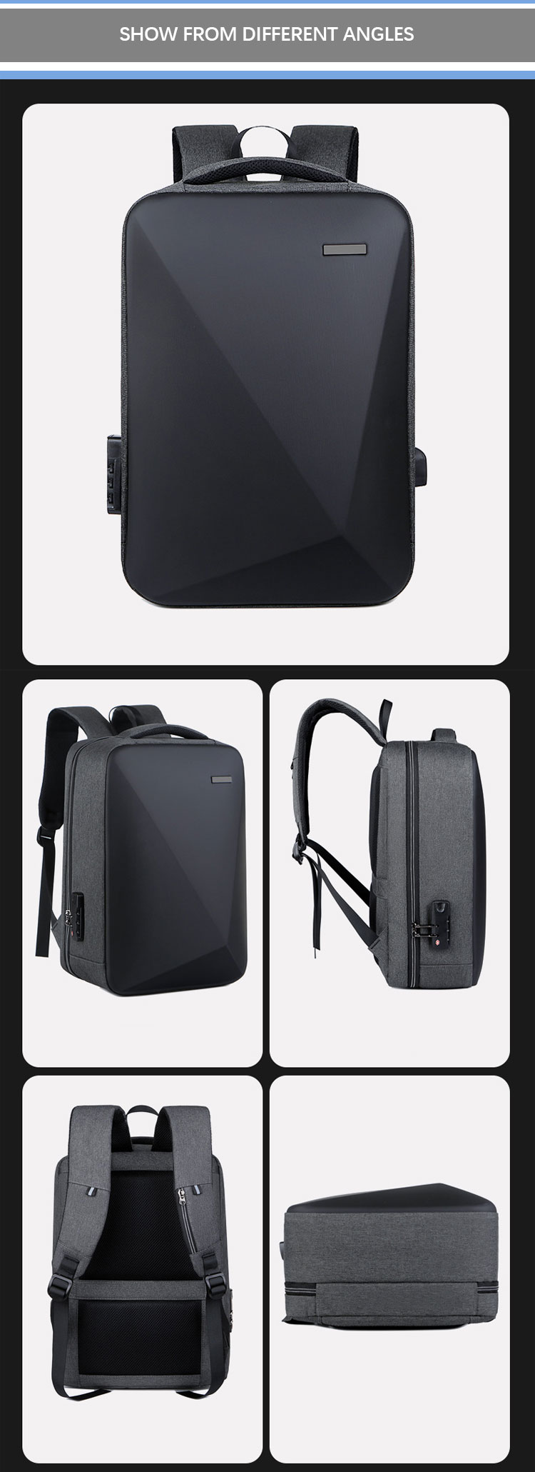 Hard Shell Smart Backpacks With Usb Charging Port , EVA Laptop Backpack Anti Theft