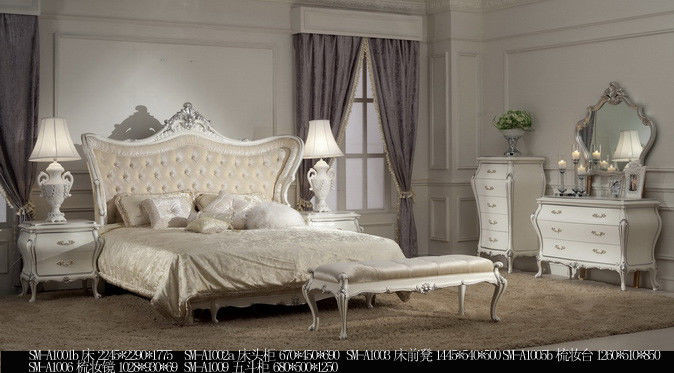 Italian Style Luxury European Bedroom Furniture Set Hand Carved Velvet Royal Double Bed