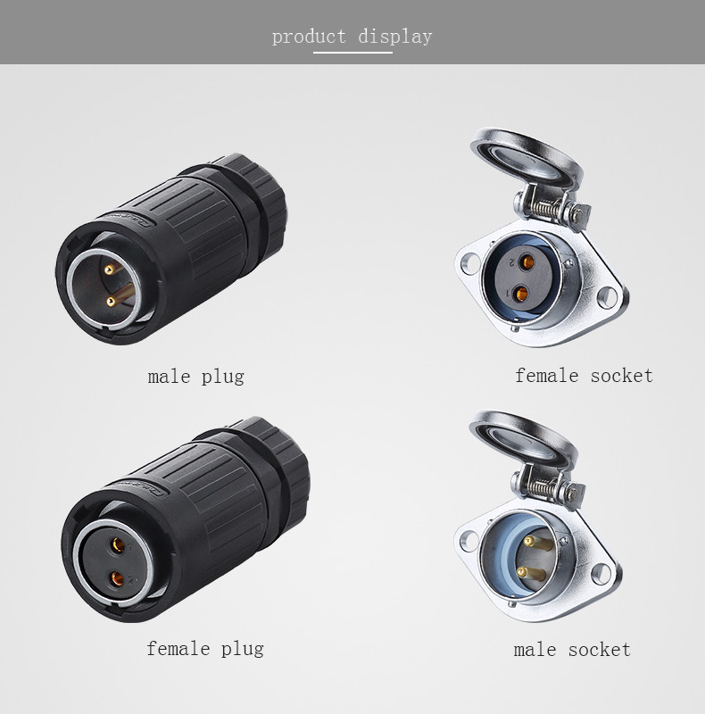 YA Automatic Spring Cover Series Metal Male Panel Mount Female Socket Circular DC Jack 3Pin Wire Connector