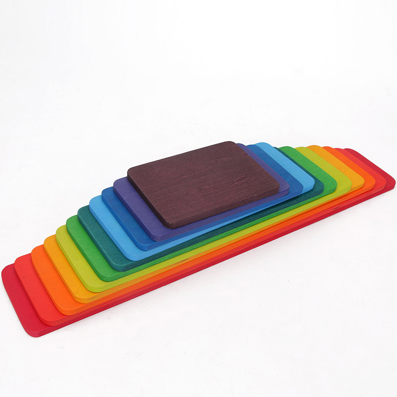 Brown 18cm Rainbow Wooden Building Blocks Toy Creative Educational