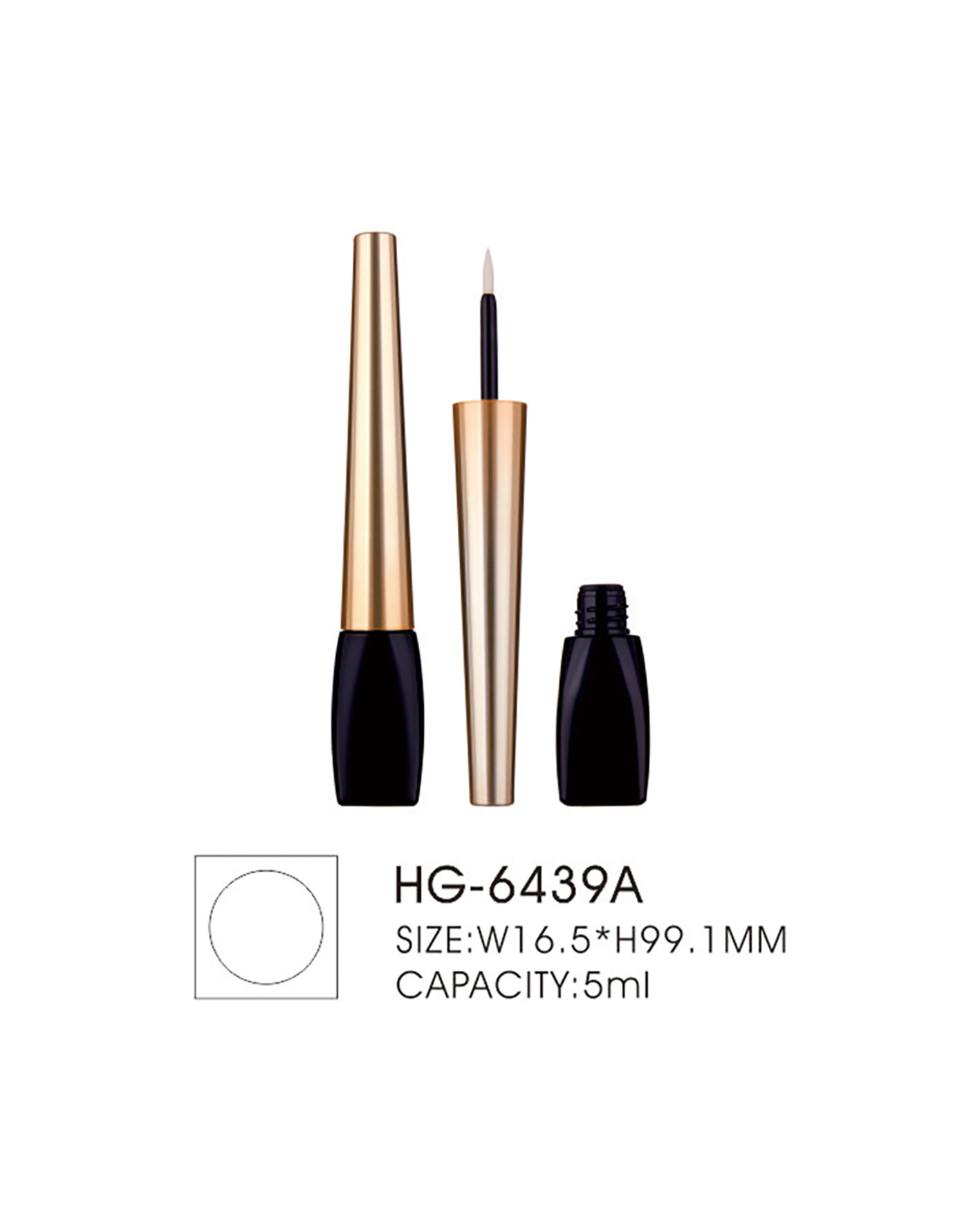 Plastic Packaging 5ml Empty Eyeliner Bottle Black Square Cosmetic Empty Eyeliner Tubes