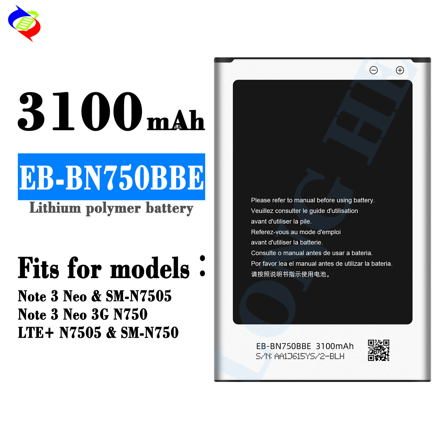 EB-BN750BBE EB-BN750BBC OEM Mobile Phone Battery for Samsung Galaxy Note 3 Neo N750