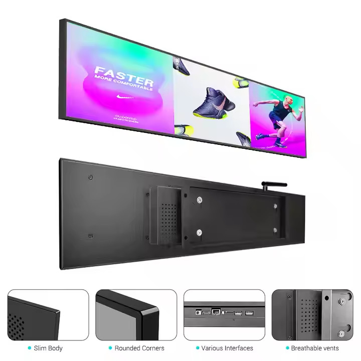 Retail Shore Indoor Stretched LCD Display OEM Android Advertising 38.5''