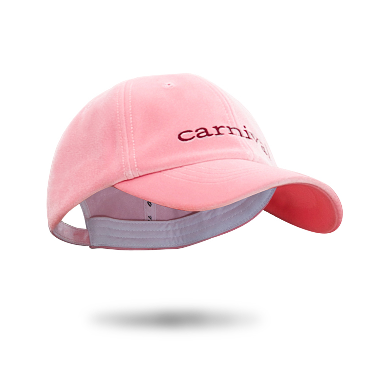 Winter Embroidery Plain Dad Hats , Pink Velvet Dad Hat For Girls Waterproof