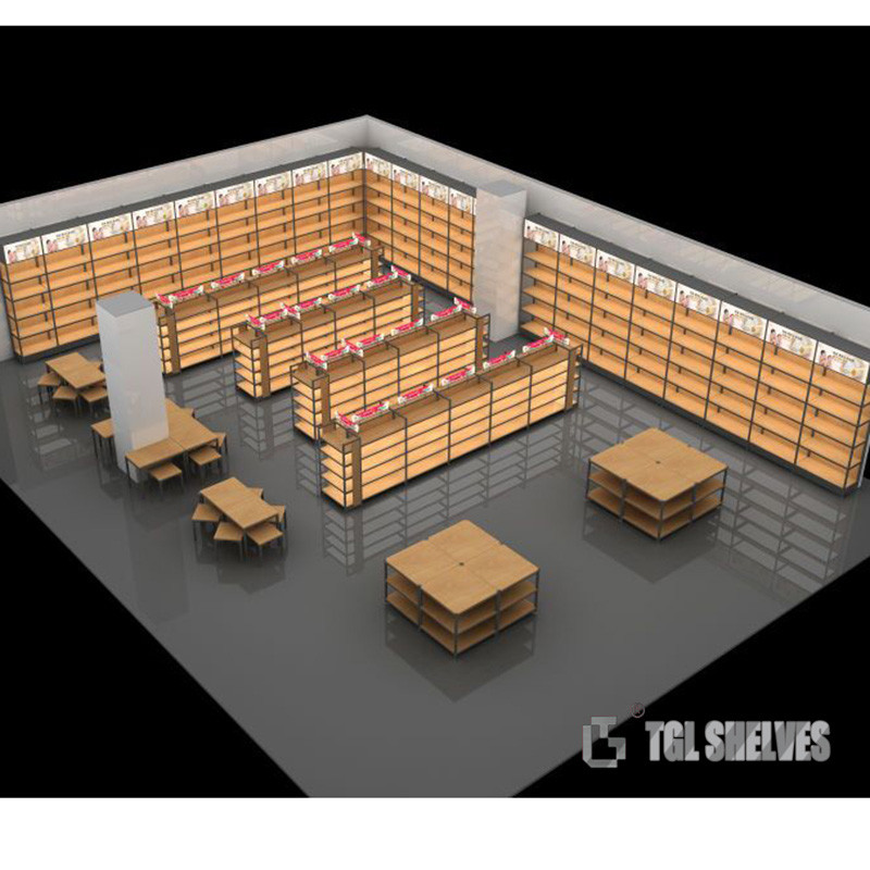 Gondola Shelving Units , Liquor Store Gondola Shelving wooden color Morden Style