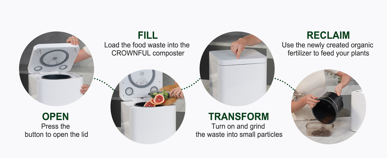 3L Food Compost Machine Automatic With Auto Reverse Grind System