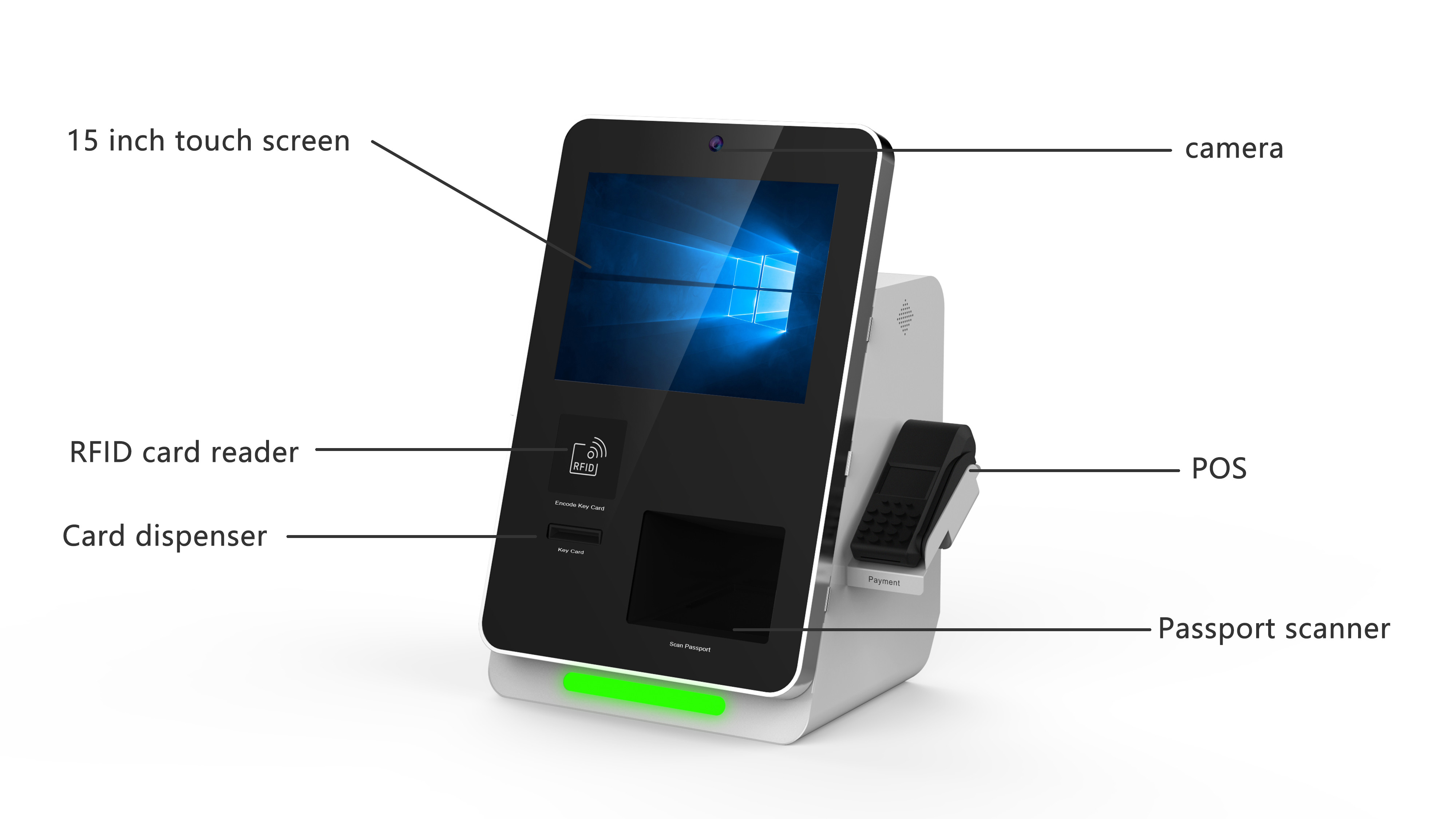 15inch Hotel Self Service Kiosk Key Card Encoder Face Recognition