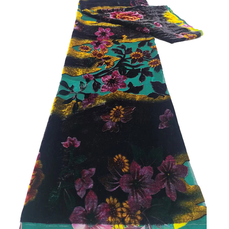 Fashion Burnout Print Velvet Velour Fabric Anti Static 114cm Width
