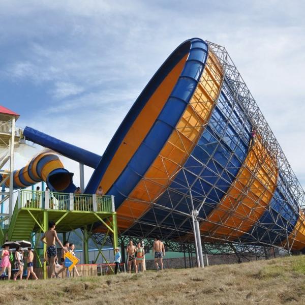 Quality Colorful Aqua Amusement Park Equipment Fiberglass Big Trumpet Water Slide for sale
