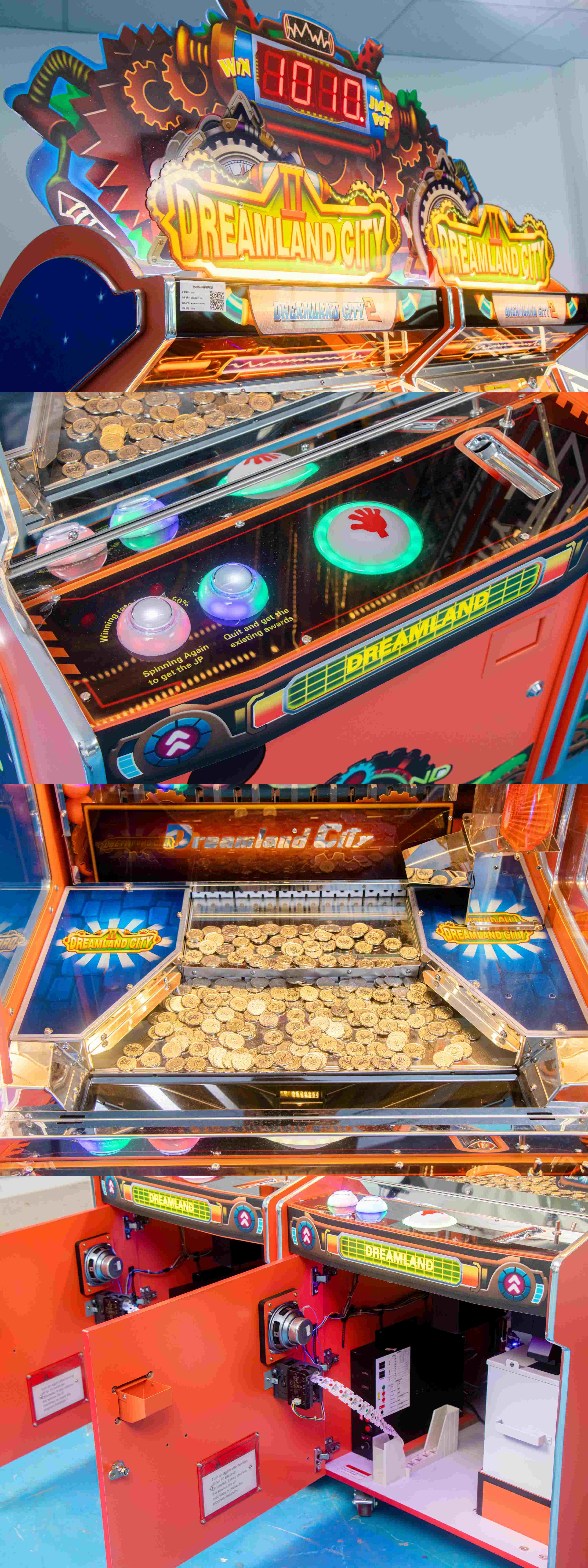 Dreamland City 2 Player Jackpot Ticket Arcade Game Machine Coin Pusher