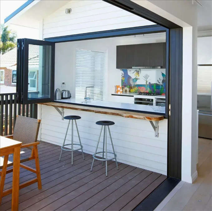 Aluminum Bifold Windows With 1.4mm Aluminum Wall Thickness And 70mm Window Frame Width