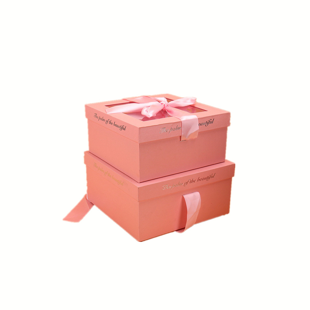 Candy Gift Box Wedding Pink with Clear Lid Handle