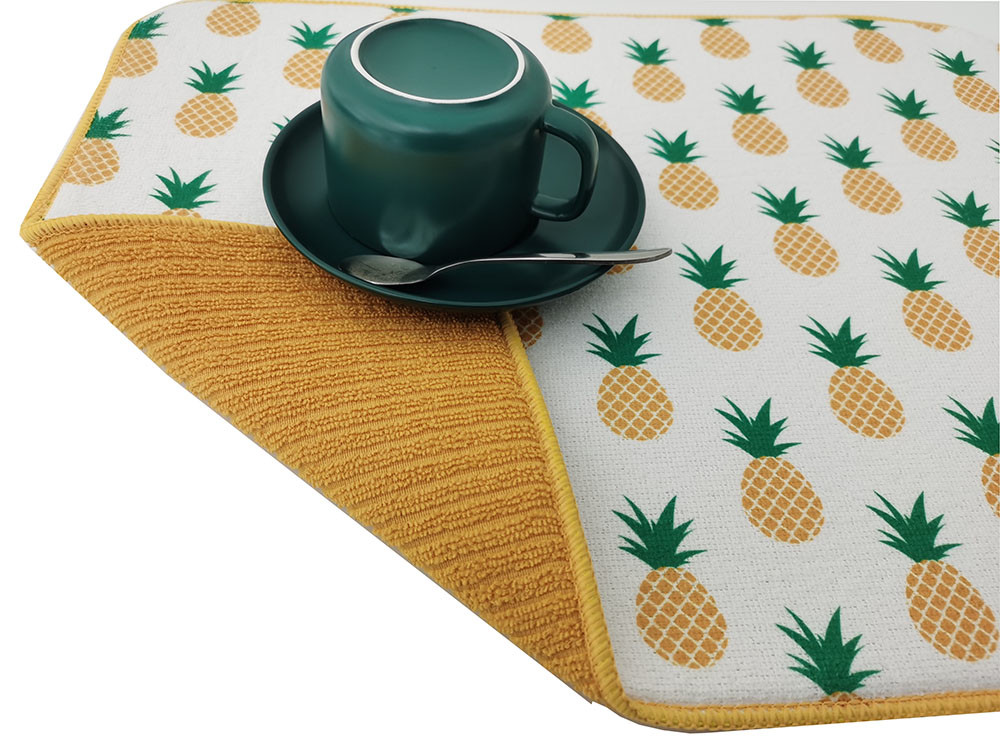 18x24inch Reversible Lemon Printing Microfiber Drying Mat Countertop Drying