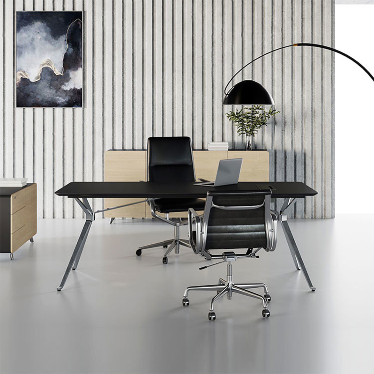Black Luxury Executive Office Desks OEM Wooden Thickness 25mm