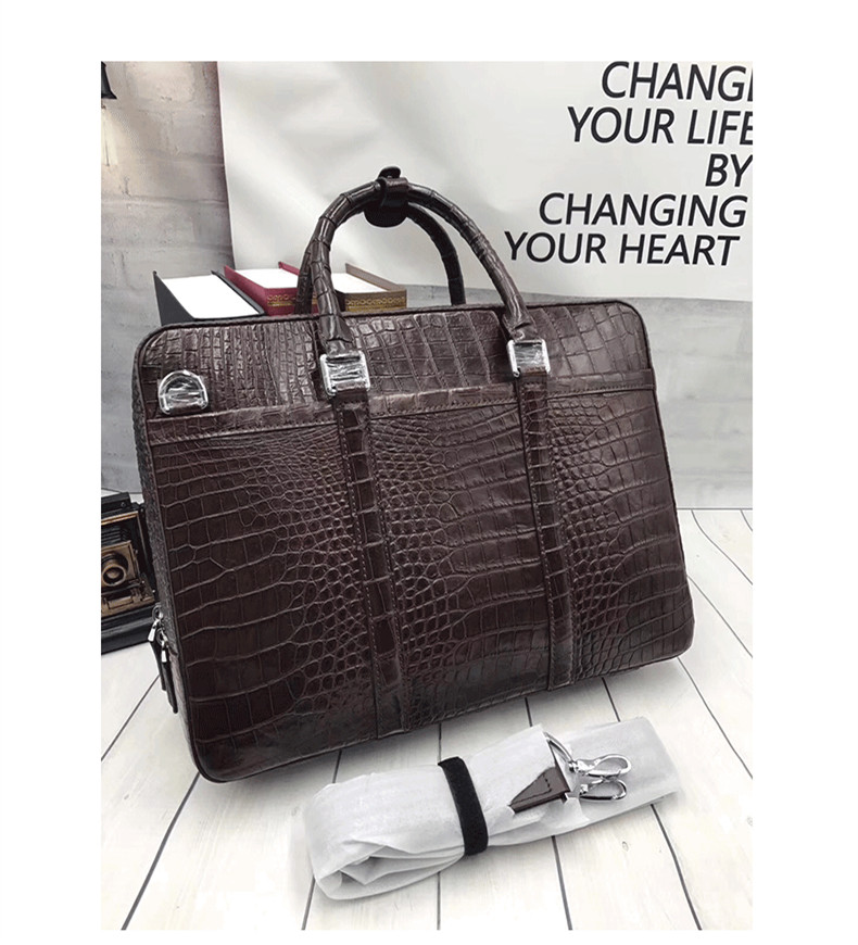 Business Style Genuine Crocodile Belly Skin Men's Working Bag Briefcase Exotic Real Alligator Leather Male Large Handbag