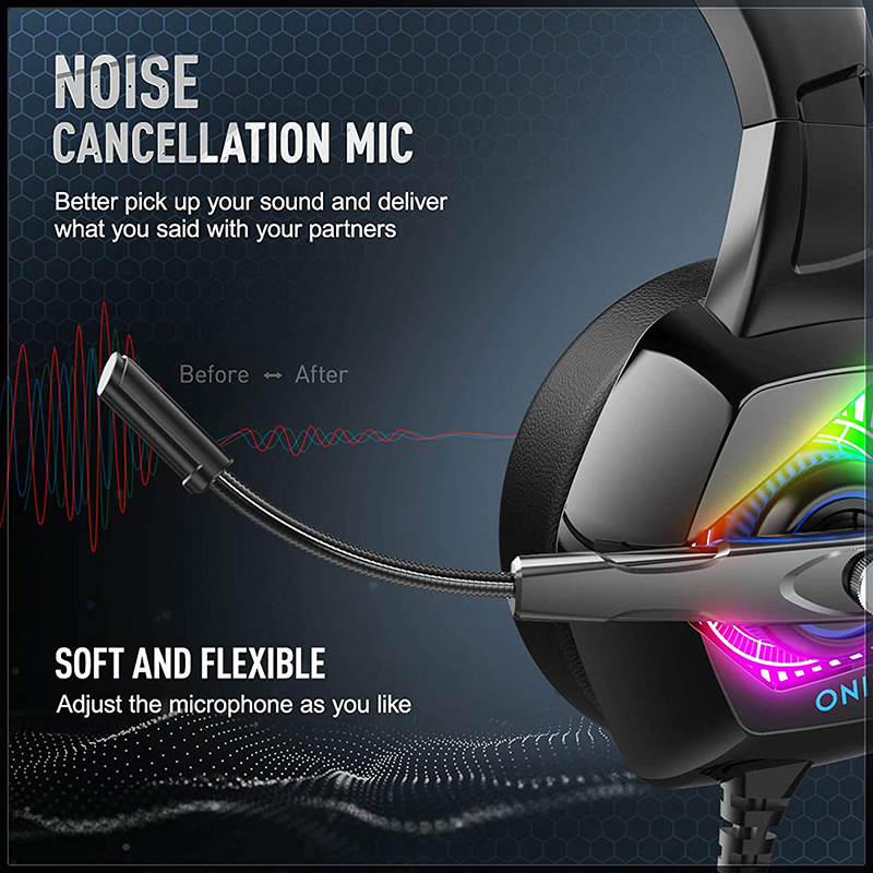 PS4 Gaming Headset Wired G9000 LED Noise Canceling Headphones with Mic RGB Light