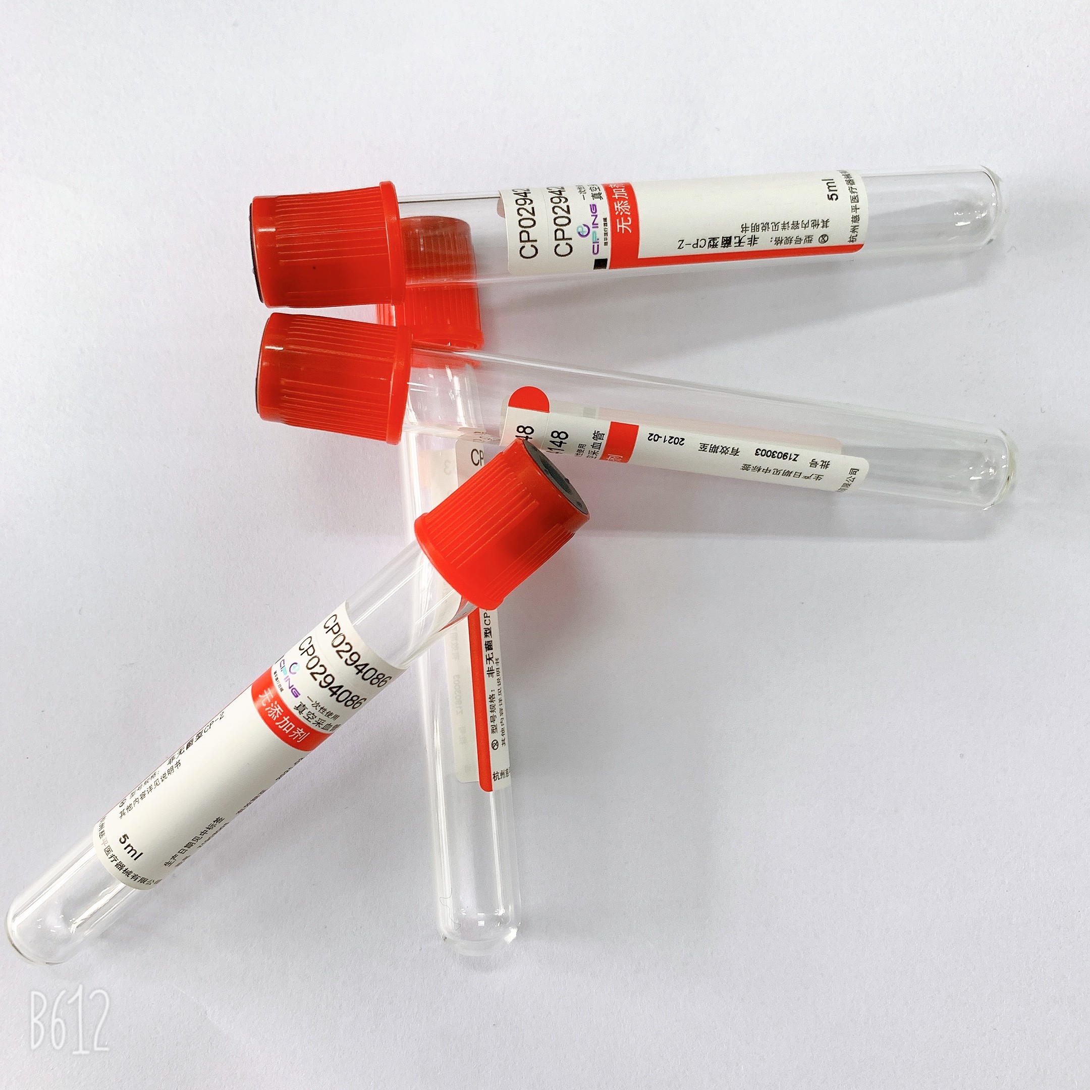Red Clinical Plain 3ml Blood Collection Tube Disposable