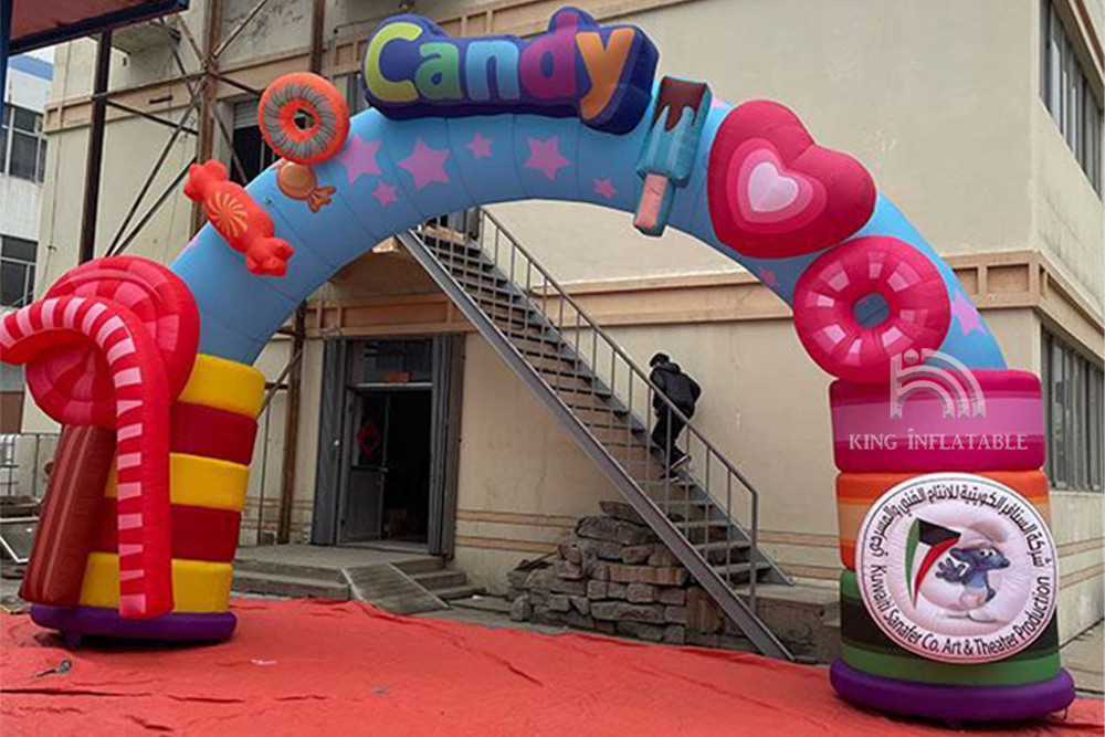 Sweet Candy Inflatable Arches Outdoor Party Advertising Christmas Decorative Rainbow Archway